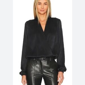 Bobi Plunge Blouse in Black